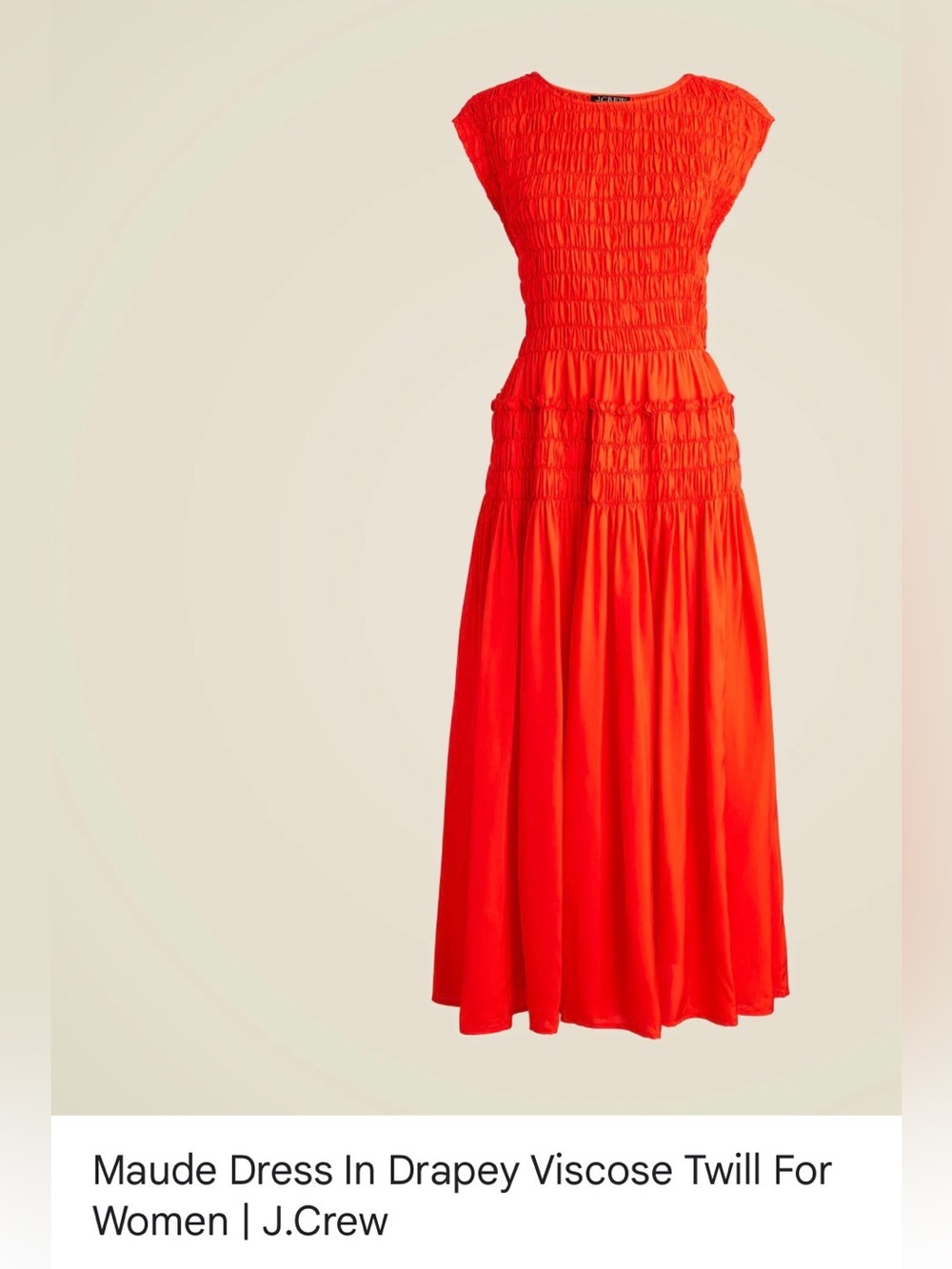 NWOT J. Crew Maude Drapey Viscose Twill Dress in Bright Red